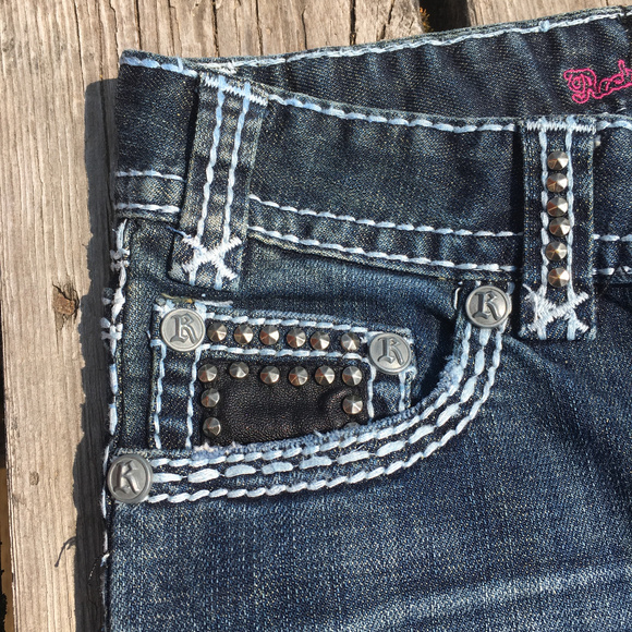 EUC Rock & Roll Cowgirl Silver Bling LowRise 25/34 - Picture 3 of 8